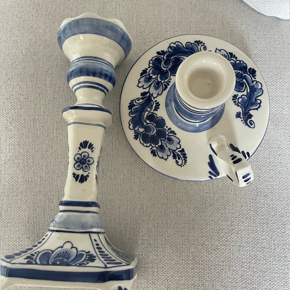 Delft Blue Hand-Made in Holland Candelstick Holders - Picture 6 of 14